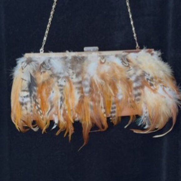 Aldo Feathered Clutch with Chain Strap - Picture 6 of 6